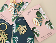 Load image into Gallery viewer, Monstera 'Thai Constellation' Plant Keychain, Plant Gifts