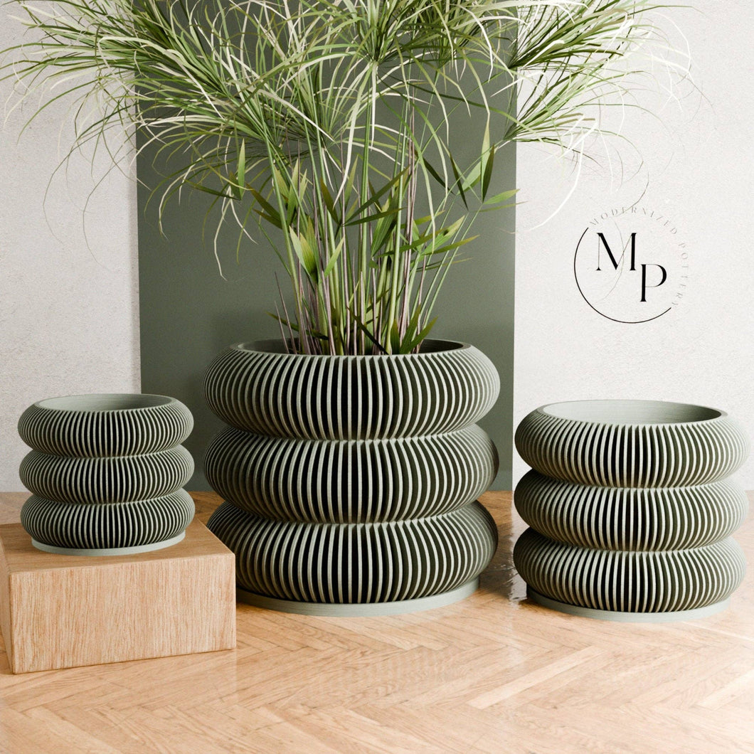 Triple BUBBLES Planter: Green / 4