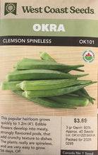 Load image into Gallery viewer, Okra - Clemson Spineless Certified Organic
