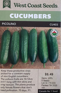 Cucumbers - Picolino F1 Certified Organic