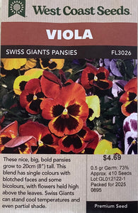 Violas - Swiss Giants Pansies