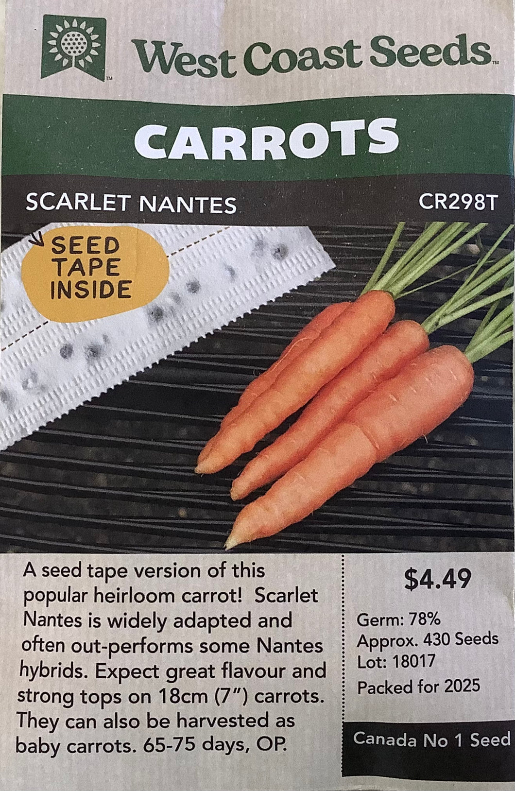 Carrots - Scarlet Nantes Seed Tape (2 x 2.5m)
