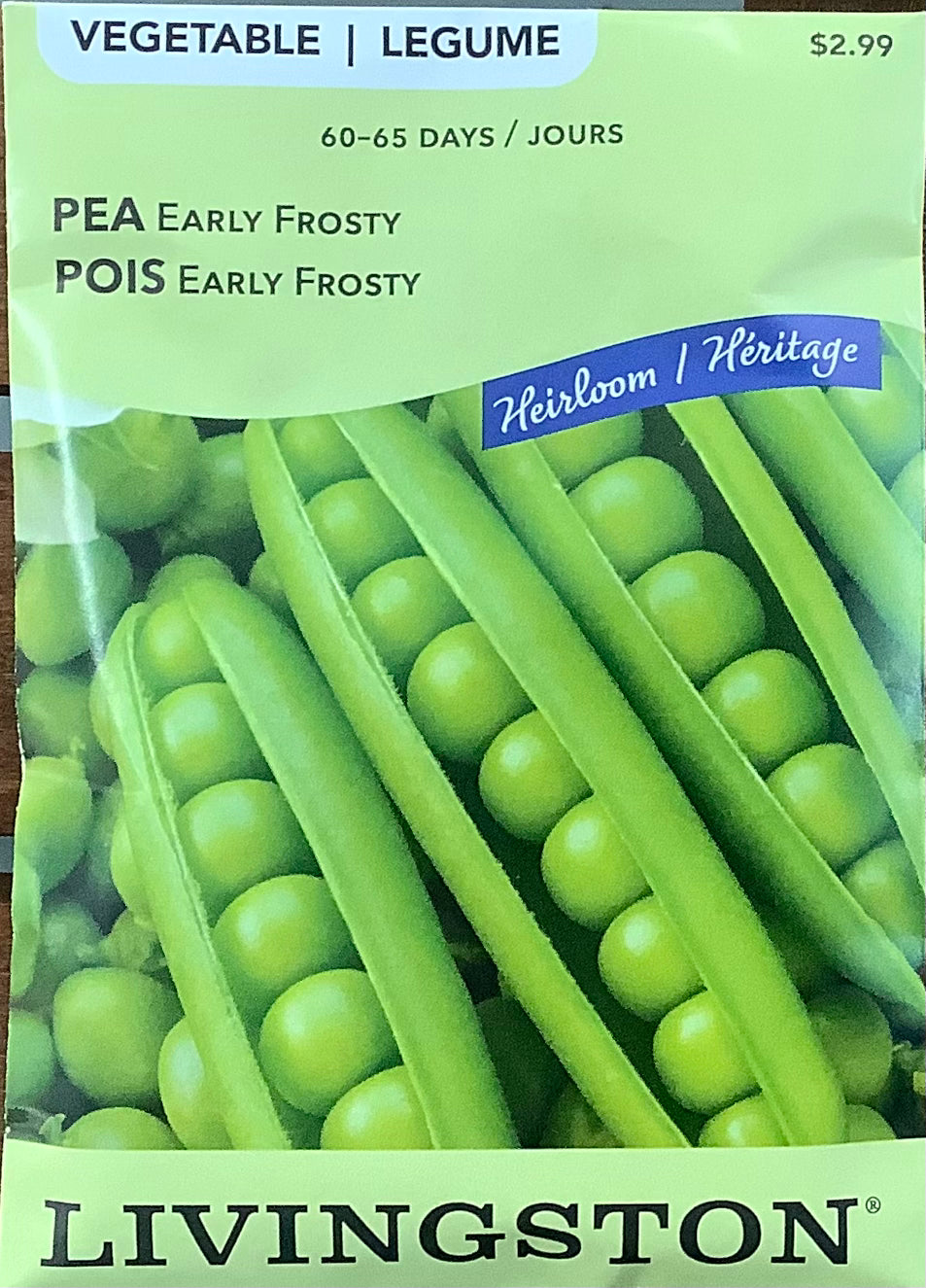 Livingston Heirloom Non-GMO Pea: Early Frosty