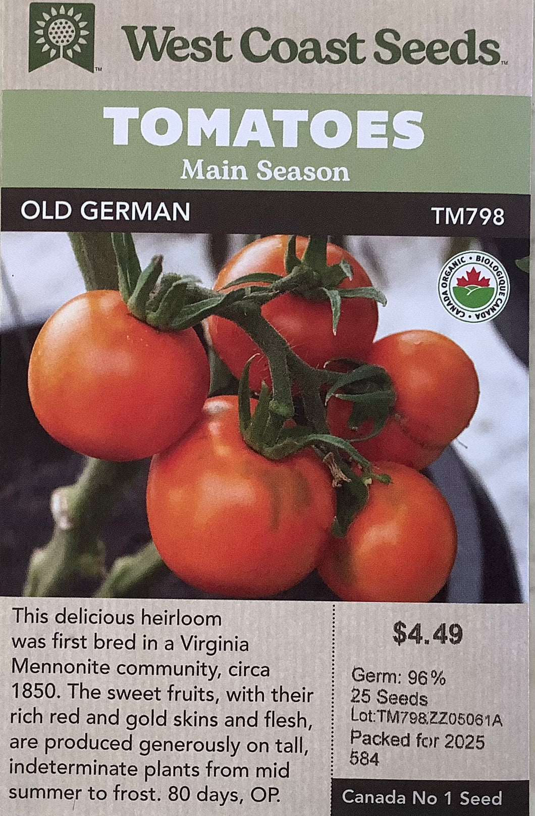 Tomatoes - Old German Certified Organic
