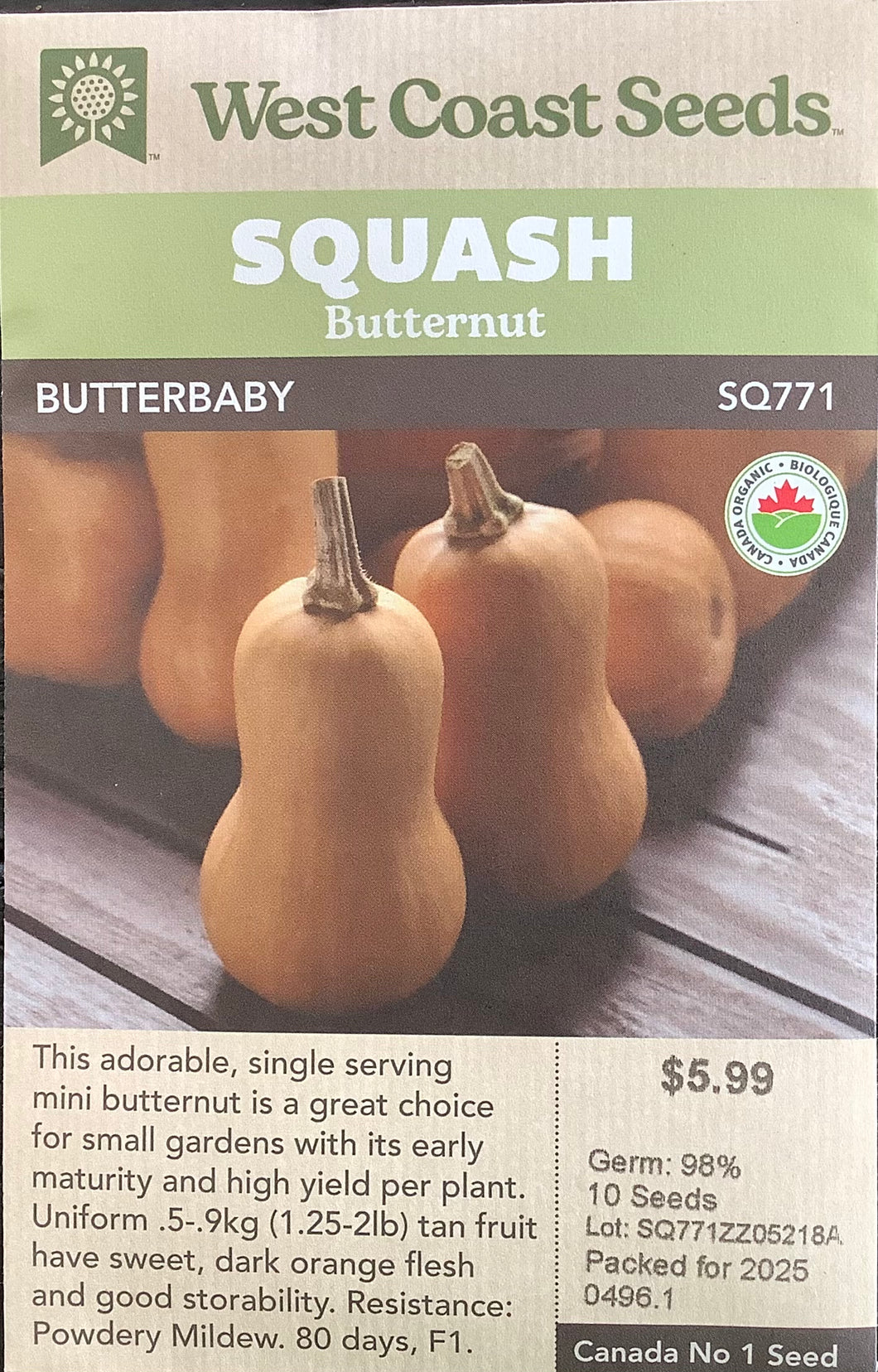 Squash - Butterbaby Certified Organic