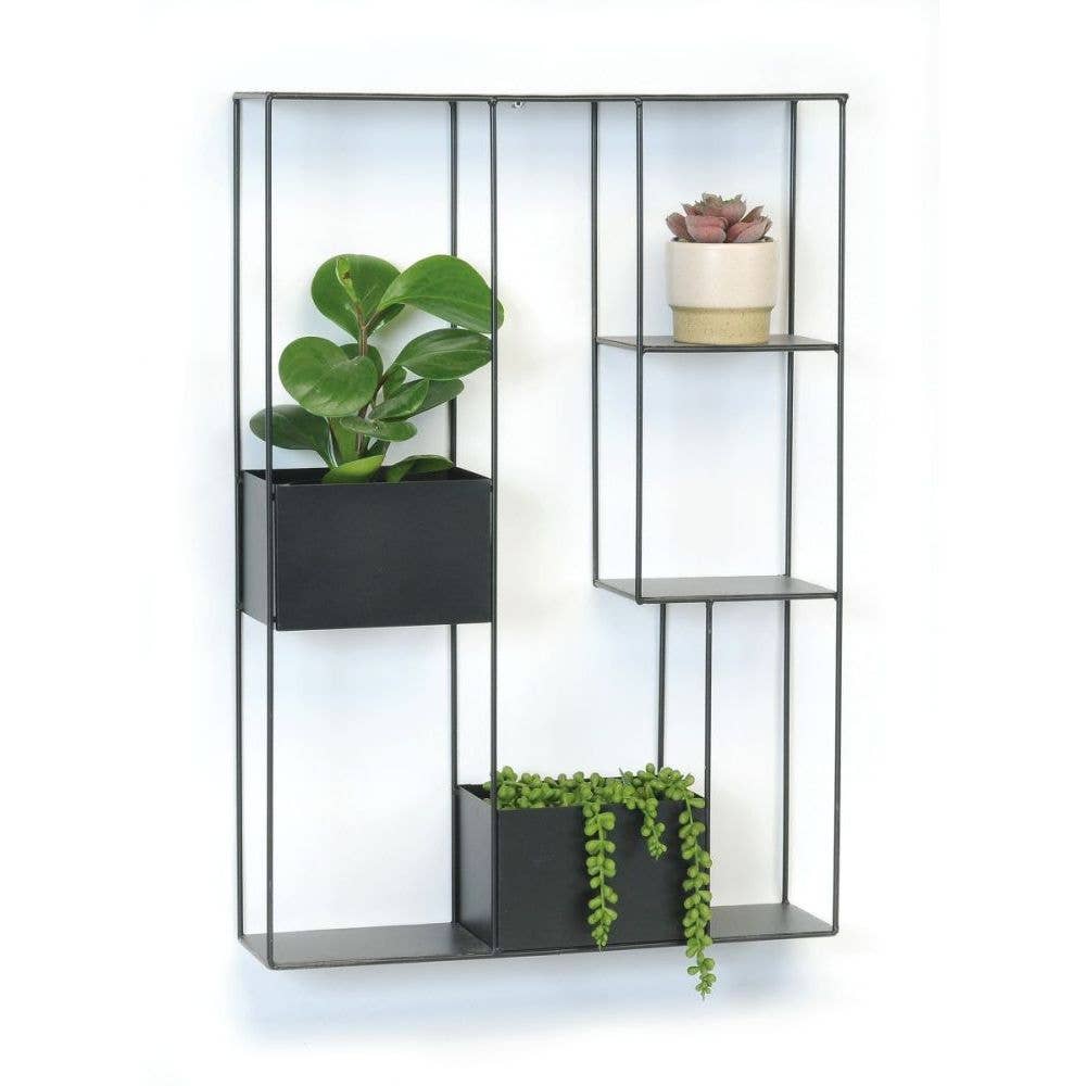 BLACK METAL PLANT SHELF