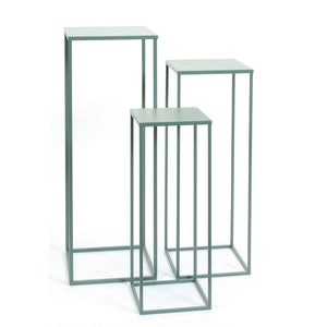 S/3 TALL GREEN SQUARE METAL