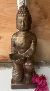 Kneeling Buddha with Plate Statue