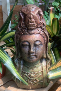 Female Buddha Bust Statue Green/Purple