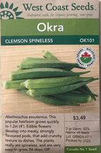 Load image into Gallery viewer, Okra - Clemson Spineless Certified Organic
