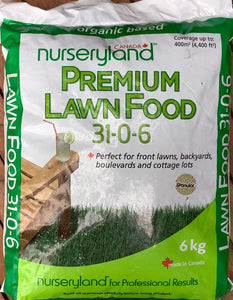 Nurseryland- Premium Lawn Food 31-0-6+2FE50% SN15% OM - 6kg