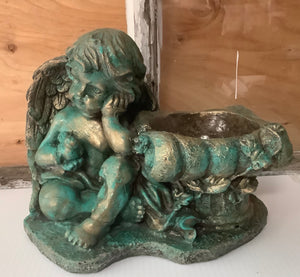 Baby Angel with Birdbath Statue