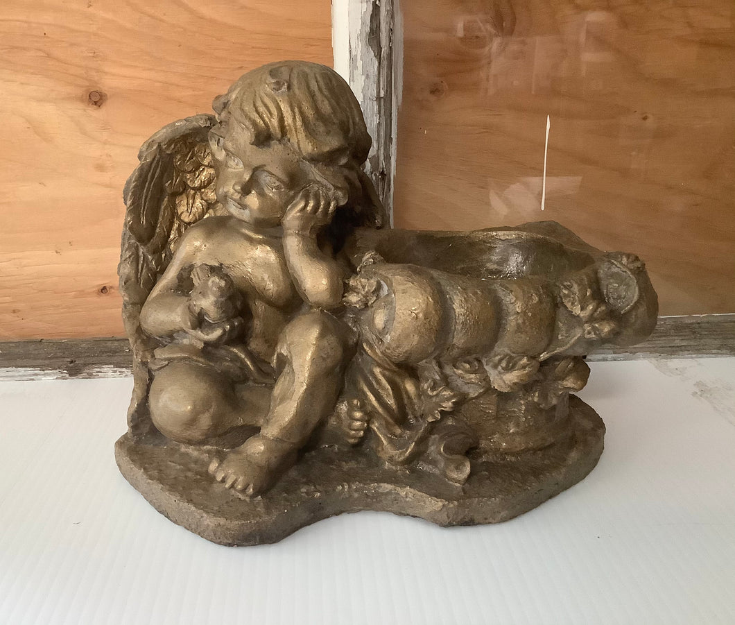 Baby Angel with Birdbath Statue